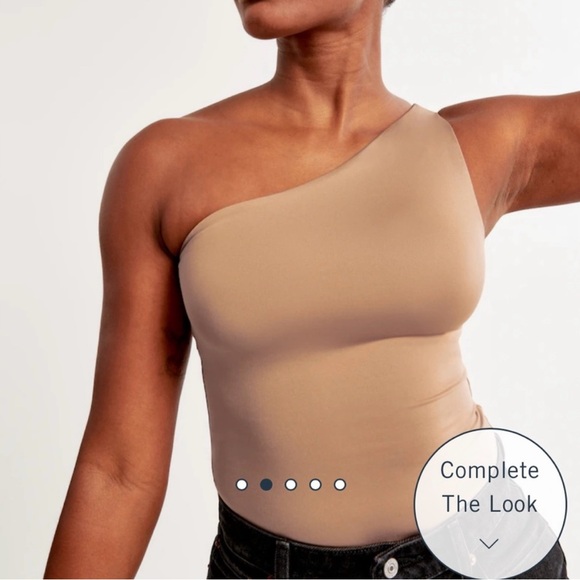 NWOT Abercrombie & Fitch | One Shoulder Body Suit Black Soft Collection Large - Picture 3 of 12